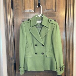 Tahari Olive Herringbone Jacket